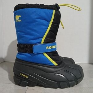 Sorel Kids' Flurry Waterproof Snow Boots Black/ blue Size: 2